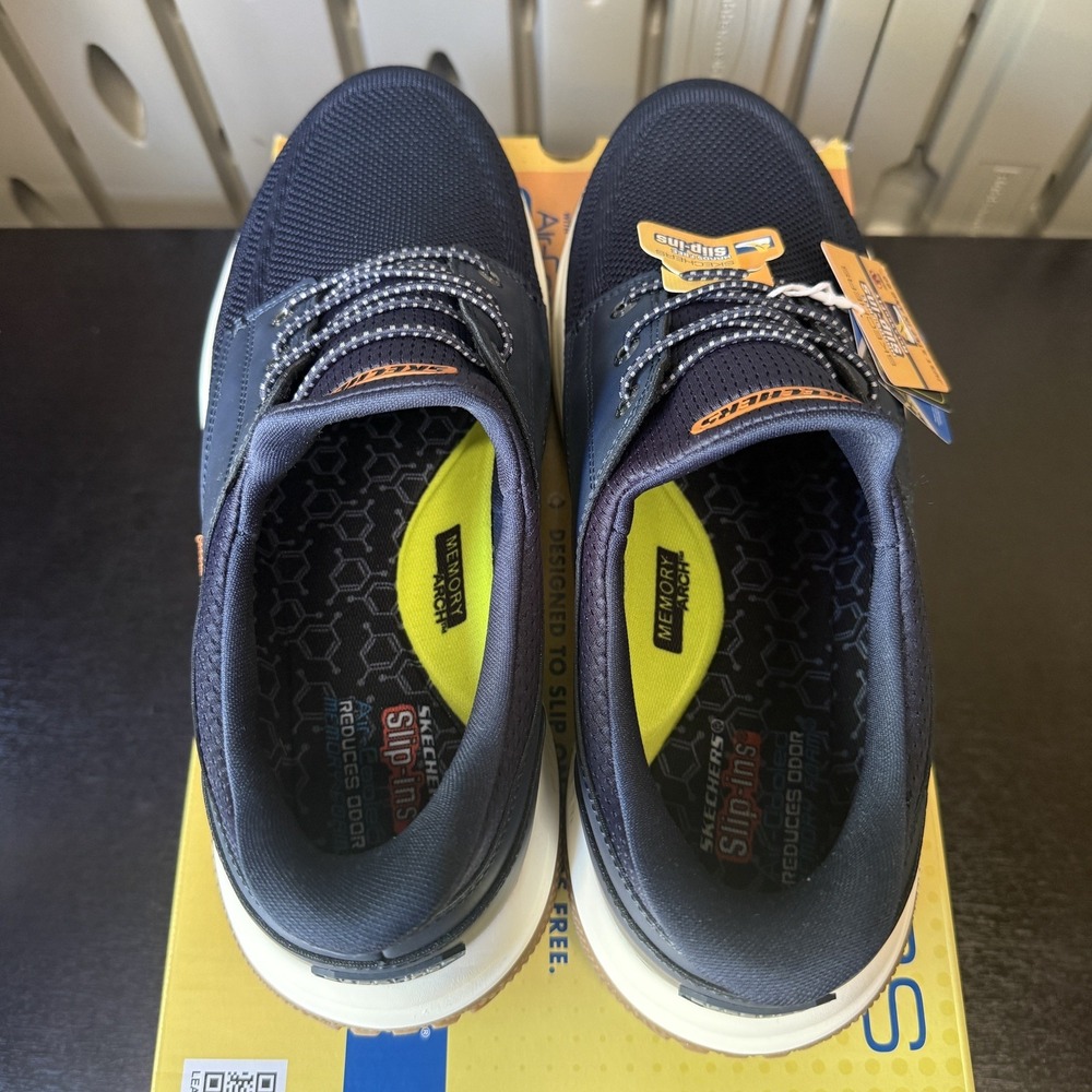 Skechers Shoes Mens 11.5 Navy Blue Meroe Alden Slip On Goodyear Soles 205467/NVY - Picture 6 of 9